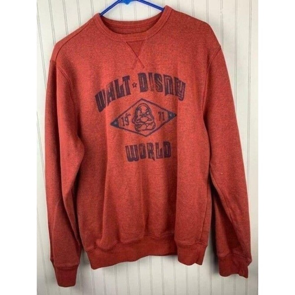 Disney Parks Size M Mens Sweatshirt Red Long Sleeve Crew Neck